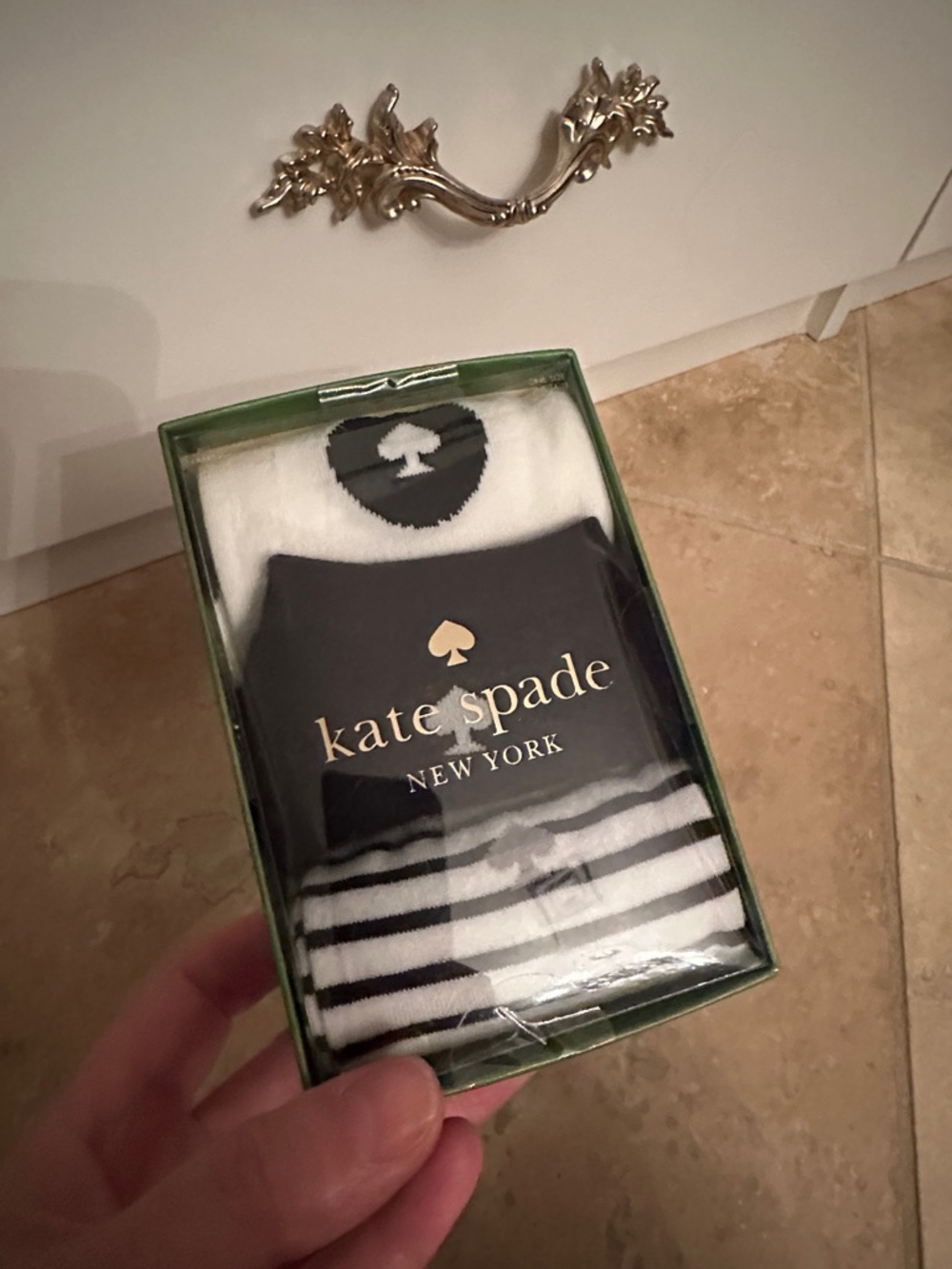 kate spade Black and White Stripe Socks NEW
